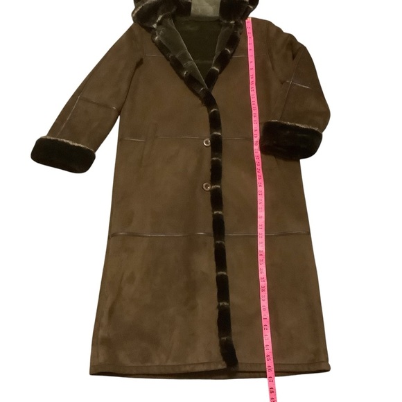 LONDON FOG CHOCOLATE BROWN FULL LENGTH COAT WITH FAUX FUR DETAILS/ Size MP - Picture 12 of 16